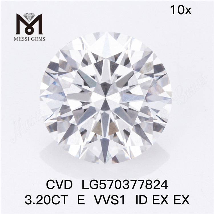 3.20CT E VVS1 ID EX EX 3 Carat Synthetic Diamond