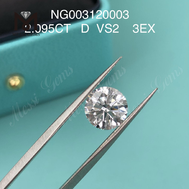 Round lab diamonds 2.095ct D VS2 EX Cut Grade