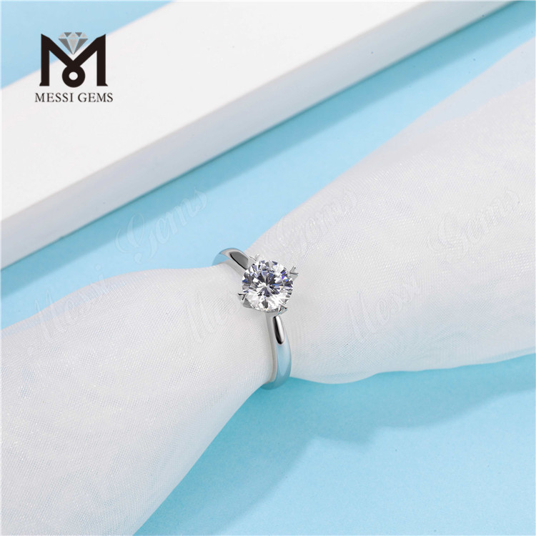 Messi Gems 1 carat D color moissanite diamond wedding 925 sterling silver rings for women