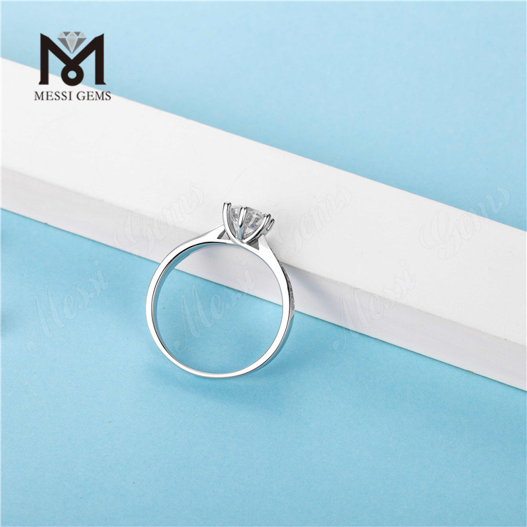 Messi Gems single stone 1.5 carat moissanite diamond 925 sterling silver ring for women