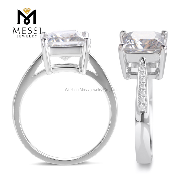 moissanite diamond ring Square princess cut 14k 18k white gold ring for woman jewelry girl ring