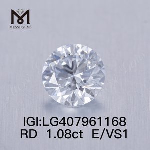 1.08CT E/VS1 round IGI lab grown diamond 