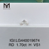 1.70 carat H VS1 IDEAL Round lab grown diamond