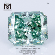 1.52ct fancy green cvd diamond RECTANGULAR green lab grown diamonds manufacturer