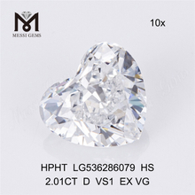 2.01ct D HPHT Lab Diamond VS HEART man made diamonds in stock