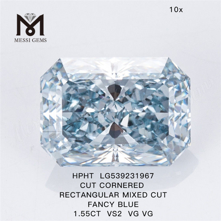 1.55ct blue HPHT diamond wholesale RECTANGULAR HPHT blue lab diamonds