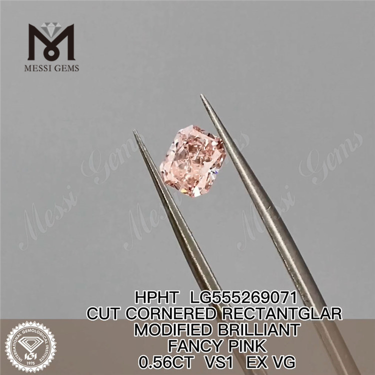 0.56CT HPHT diamond RECTANTGLAR FANCY PINK VS1 EX VG lab grown diamond LG555269071