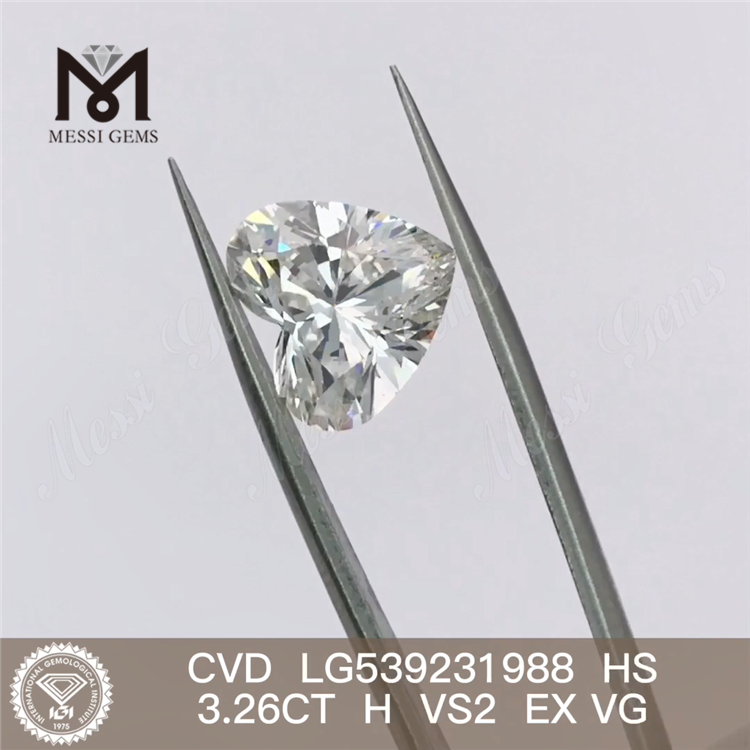 3.26ct H CVD heart best loose lab diamond HS loose lab diamond on sale