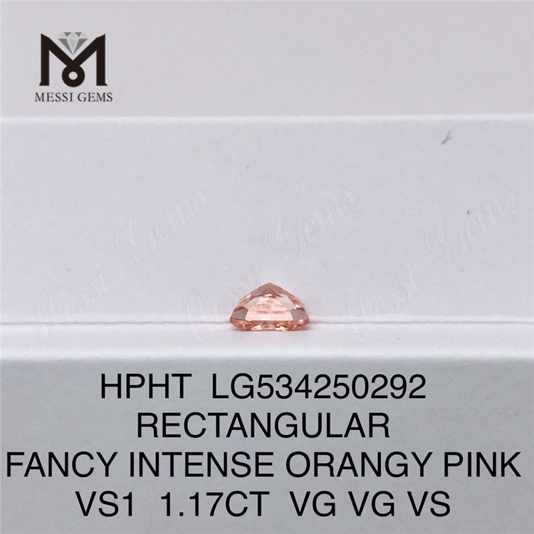 1.17ct RECTANGULAR Synthetic Diamonds Pink Colour HPHT Orange Pink Loose Lab Diamonds