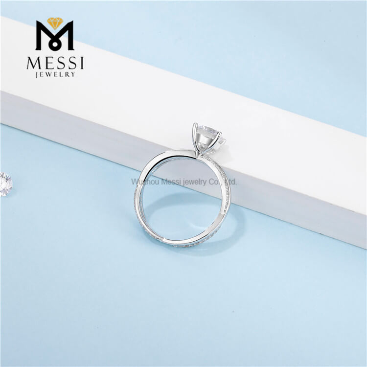 Wholesale 1 Carat D Color Moissanite Diamond 18k White Gold Plated 925 Silver Ring