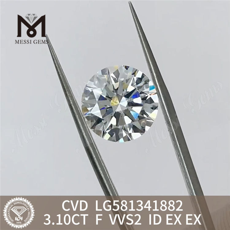 3.10CT F VVS2 ID EX EX Wholesale CVD Diamonds for Jewelry Manufacturers CVD LG581341882丨Messigems