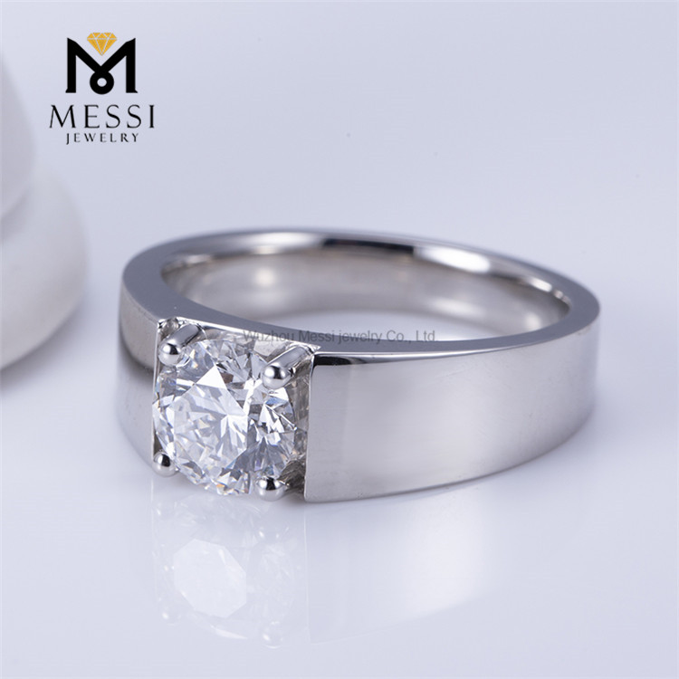 PT950 1 carat Lab Grown Diamond Mens Gold Wedding Rings - Eternal Love in Gold