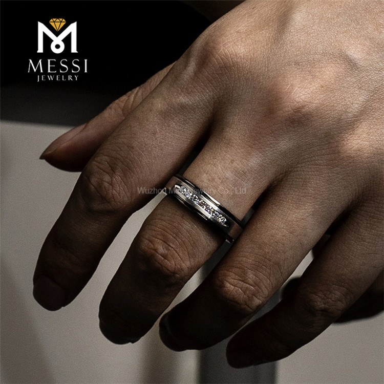 18K Gold 11g Black Ring 2mm Lab Diamond Man Rings for Wedding