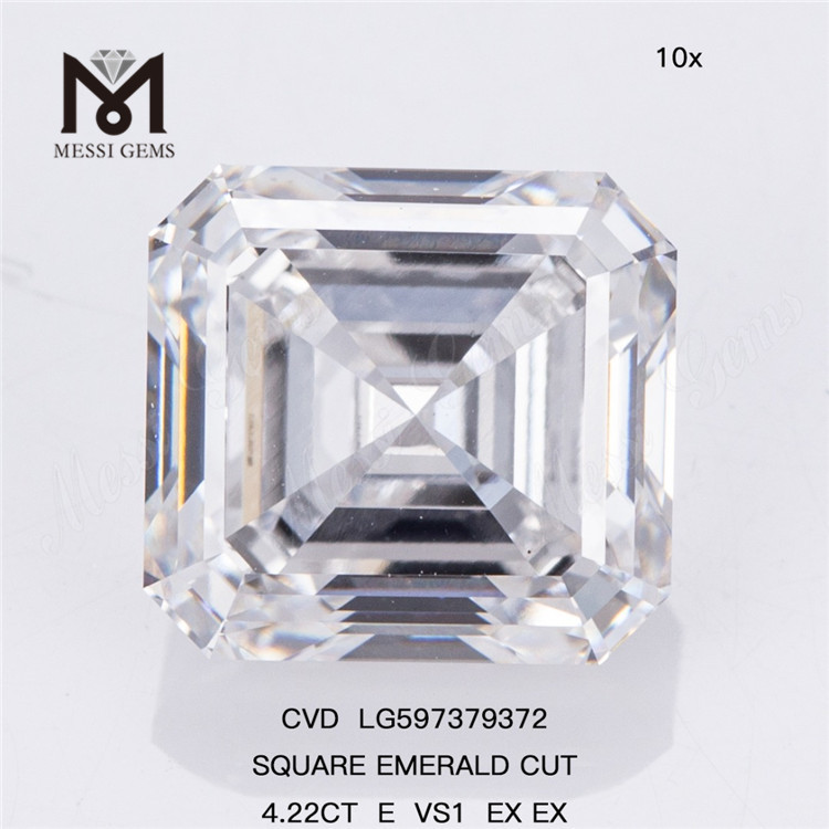 4.22CT E VS1 EX EX SQUARE EMERALD CUT Lab-Created Diamonds for Wholesale CVD LG597379372 丨Messigems