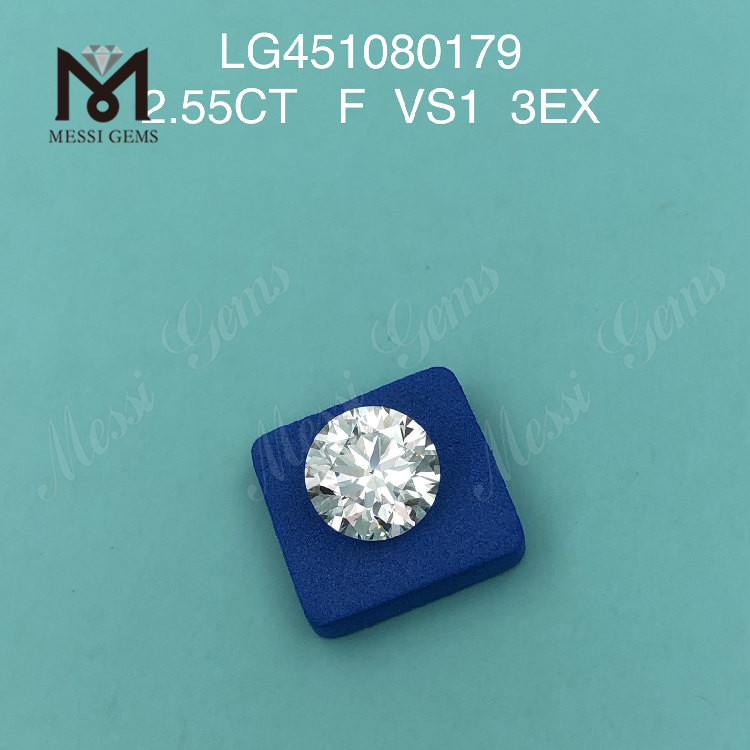 2.55 ct F VS1 3EX Cut Round lab diamonds