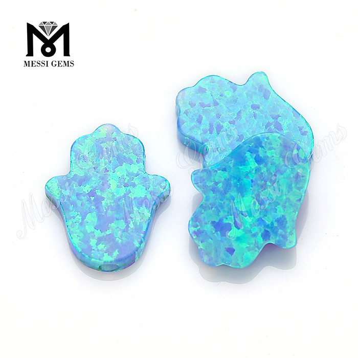 Lab Created Hand Shape Opal 11x13mm Synthetic Opal Blue Fire Opal Hamsa 