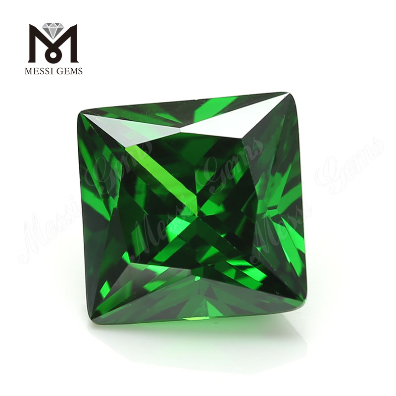  High quality color zircon square shape green CZ loose stones with low price