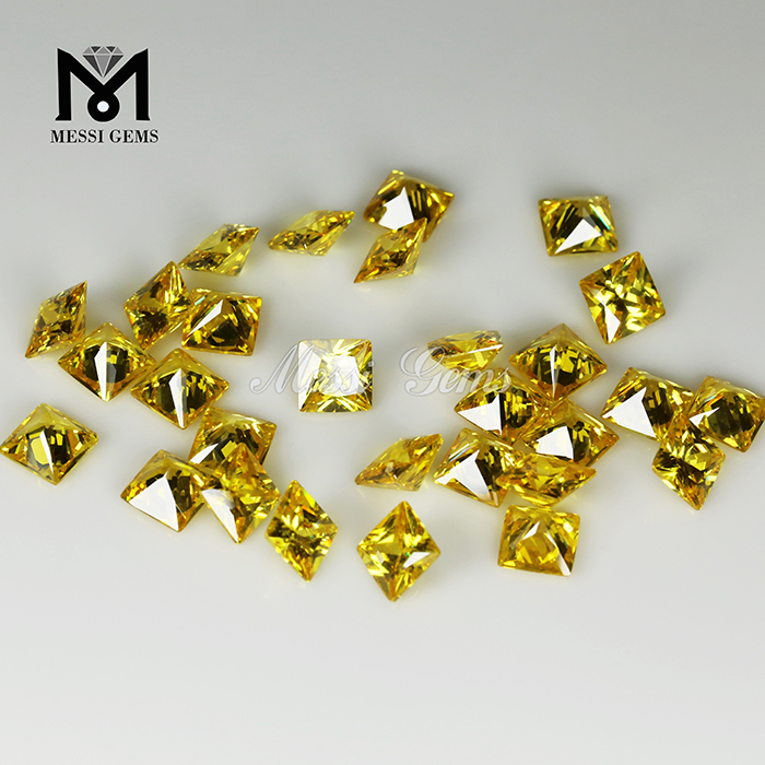 Manufacturer Princess Cut Yellow Cubic Zirconia Synthetic Stones Square 