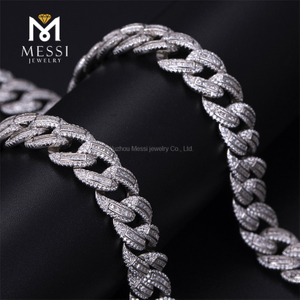 Popular Chain Design 925 Sterling Silver Hiphop Moissanite Cuban Chain Link