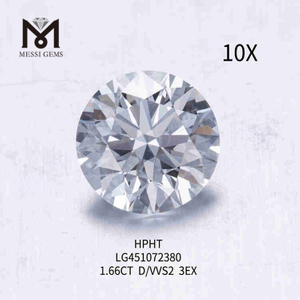 1.66ct D/VVS Round cut lab simulated diamonds 3EX