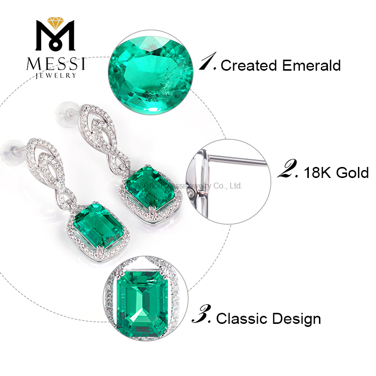 14k 18k gold jewelry earring wholesale women 4.25carat emerald earring