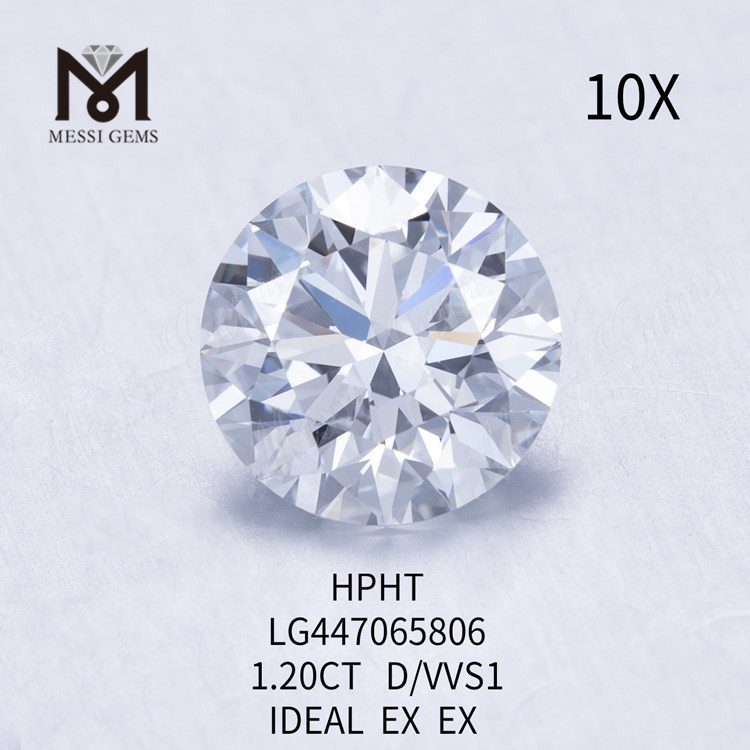 1.20 carat D VVS1 Round BRILLIANT IDEAL Cut HPHT lab diamonds