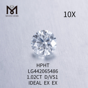 1.02 carat D VS1 Round certified lab grown diamonds IDEAL