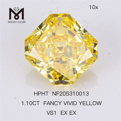 1.10ct VS1 EX EX Fancy Vivid Yellow Radiant Cut lab grown radiant diamond