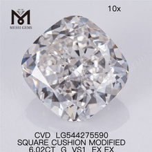 6.02CT G VS1 cheap man made diamond SQ CUSHION CUT 6ct white loose lab diamond in stock 