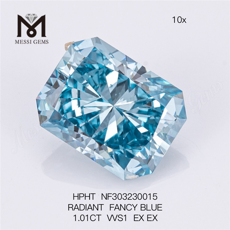 1.01CT VVS1 RADIANT FANCY BLUE lab grown diamond HPHT NF303230015