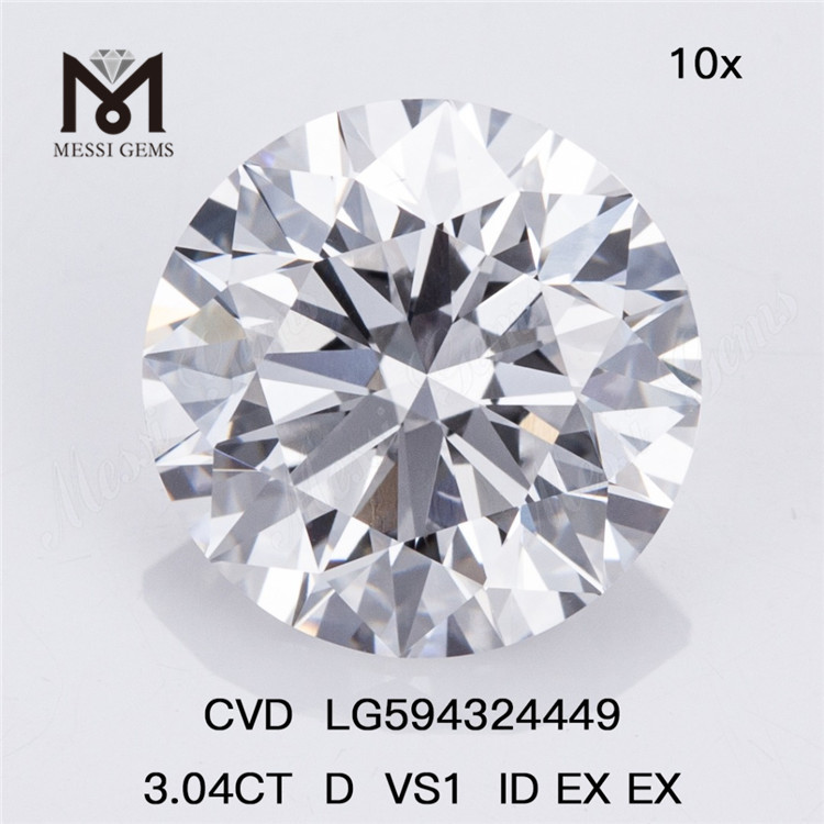  3.04CT D VS1 ID EX EX round cvd grown diamond LG594324449