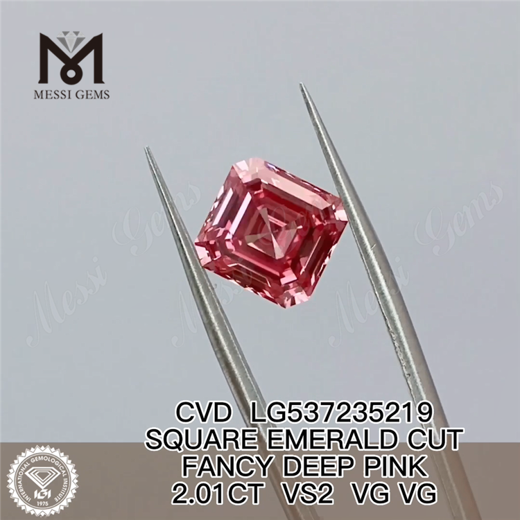 2.01ct wholesale lab diamonds pink VS2 VG VG CVD SQUARE EMERALD CUT FANCY DEEP CVD LG537235219