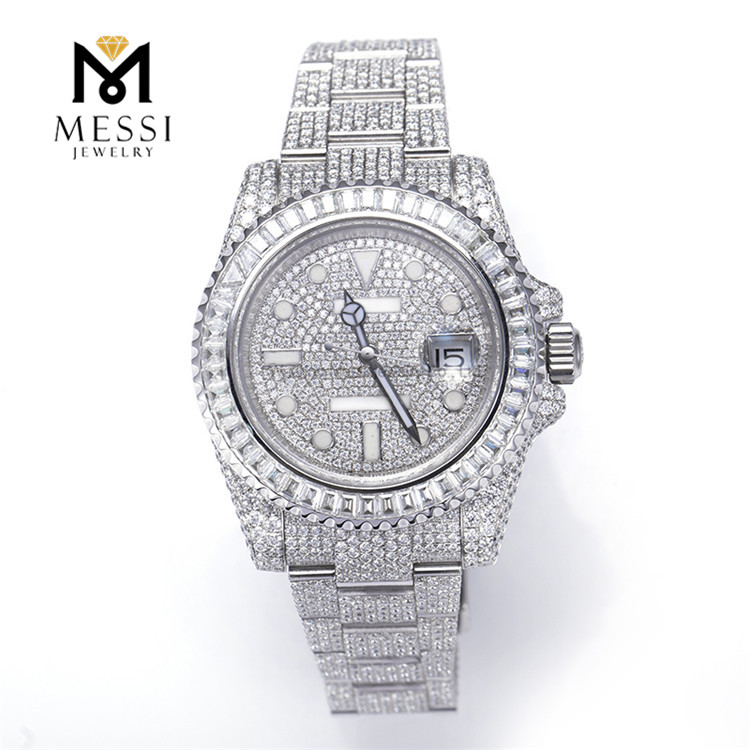High Quality Iced Out 39.8mm Men's Moissanite Watch Pass Diamond Tester