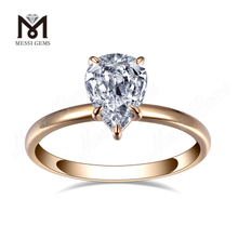 Bague de fian&ccedil;ailles en forme de poire en or rose 2 carats avec diamants cultiv&eacute;s en laboratoire